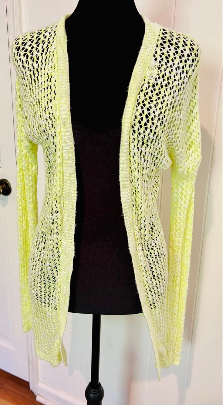 Body Central Yellow Crochet Summer Cardigan.  Size Small